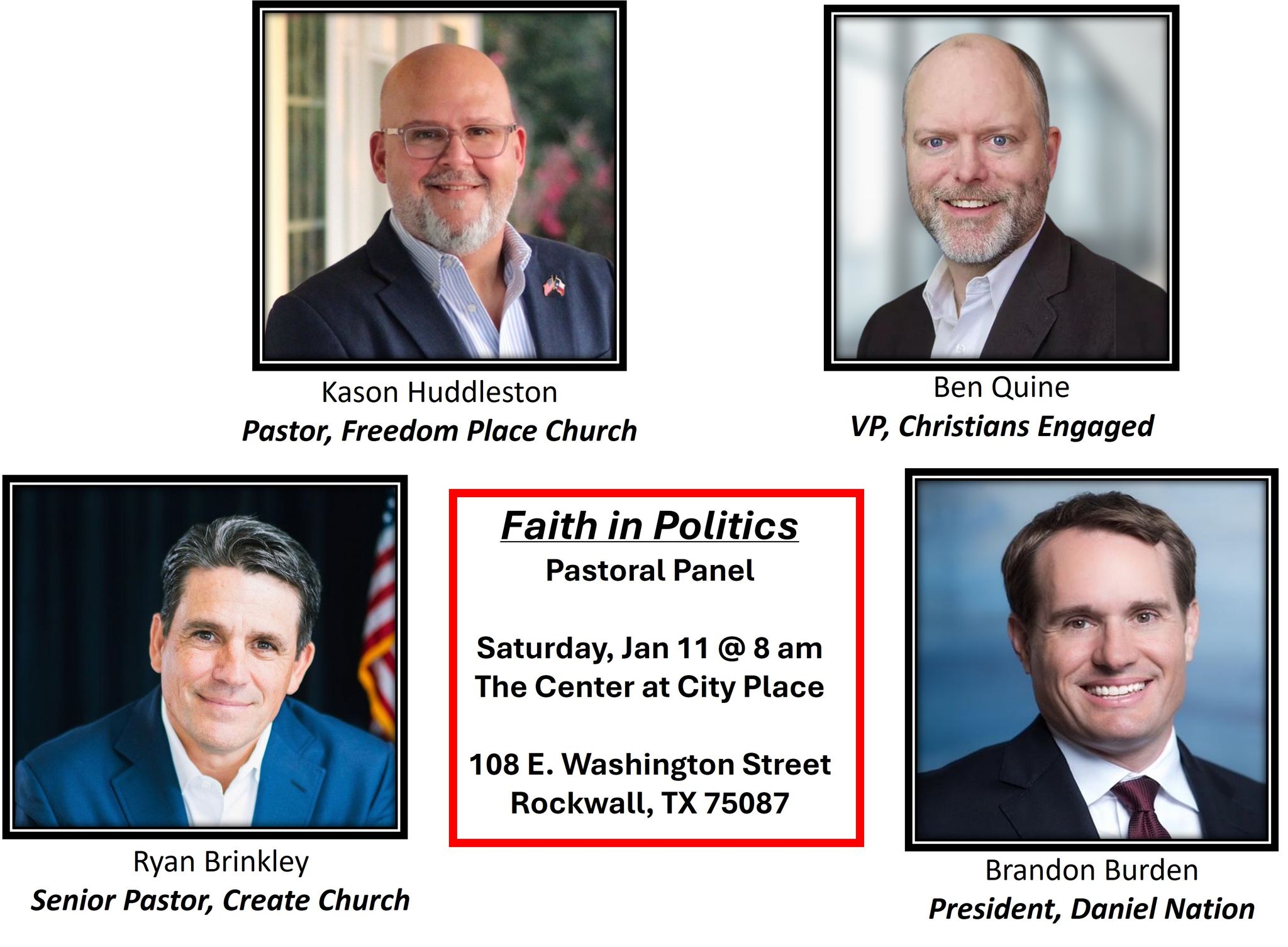 Faith in Politics Pastoral Panel: Rockwall County Republican Men’s Club Monthly Meeting